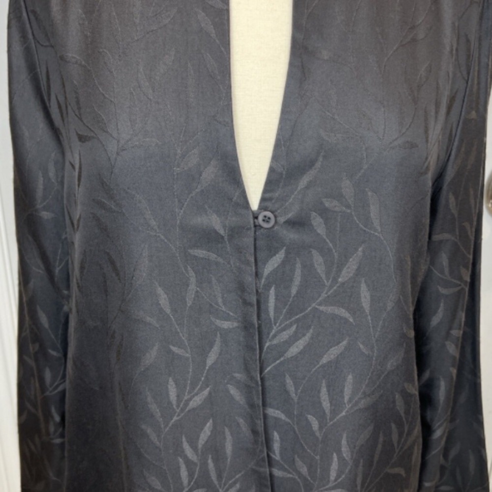Eileen Fisher Charcoal Leaf Pattern Blazer with Mandarin collar/ single button